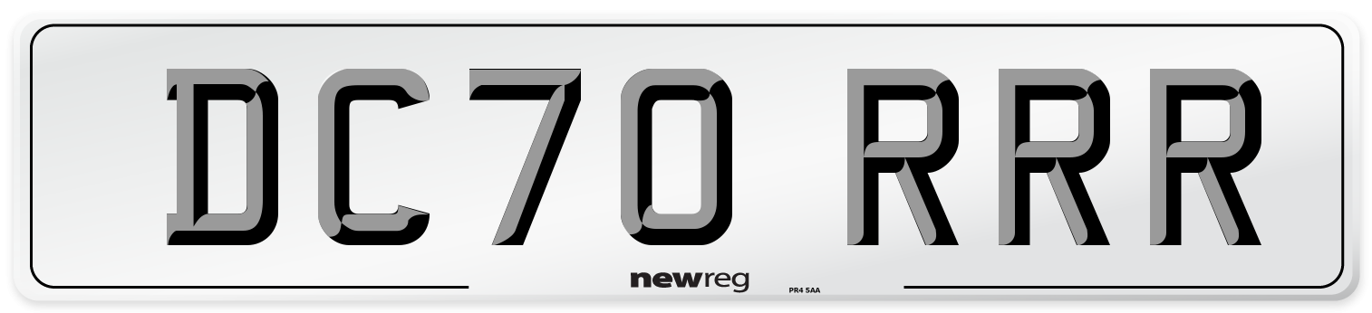 DC70 RRR Number Plate from New Reg
